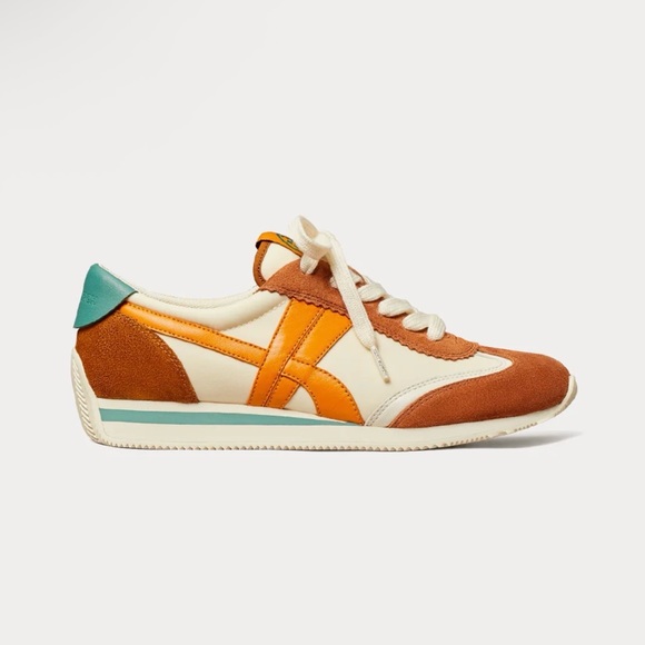 Tory Burch - Hank New Ivory / Orange Citrine / Bright Lago Low Top Sneakers - Picture 2 of 8